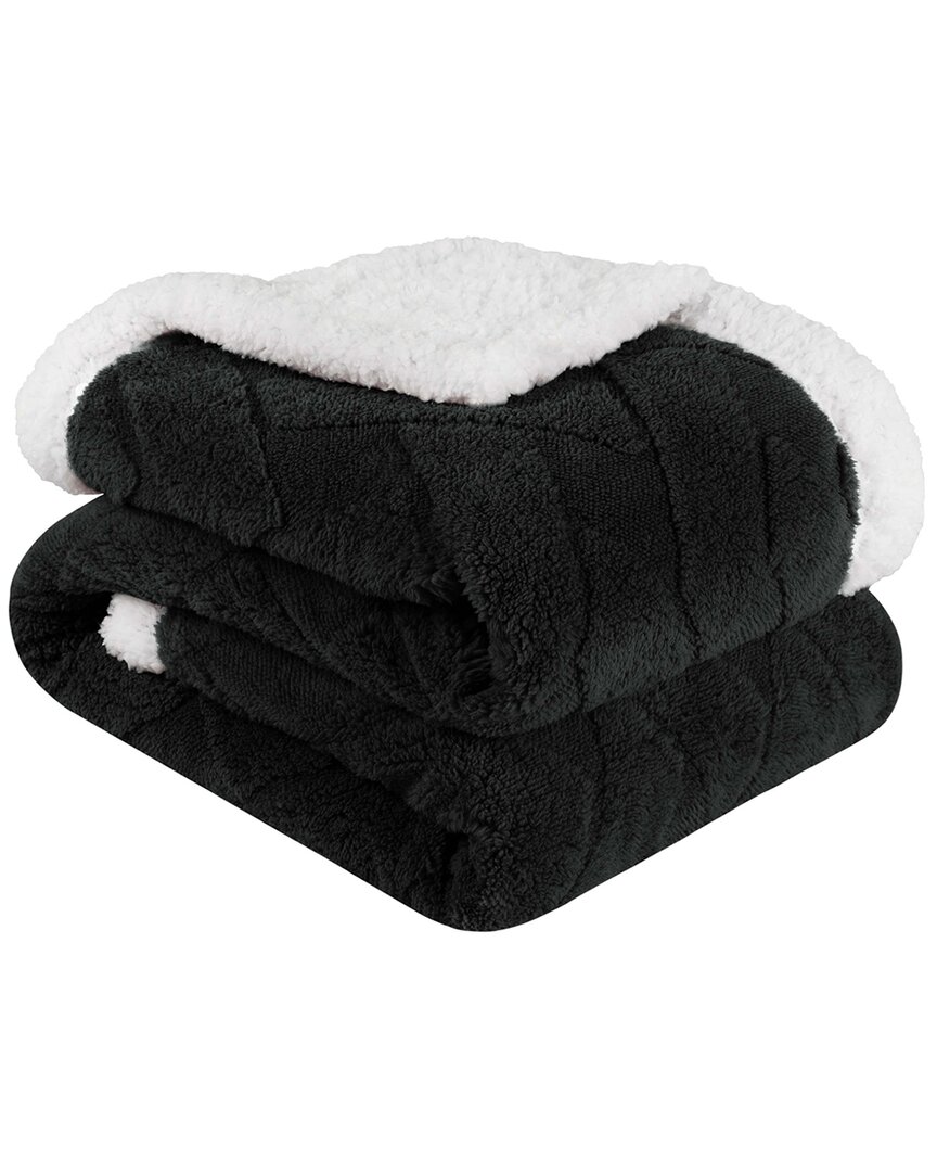 SUPERIOR SUPERIOR REVERSIBLE JACQUARD LATTICE FLEECE PLUSH SHERPA BLANKET