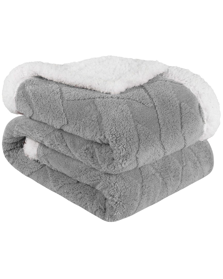 Superior Reversible Jacquard Lattice Fleece Plush Sherpa Throw