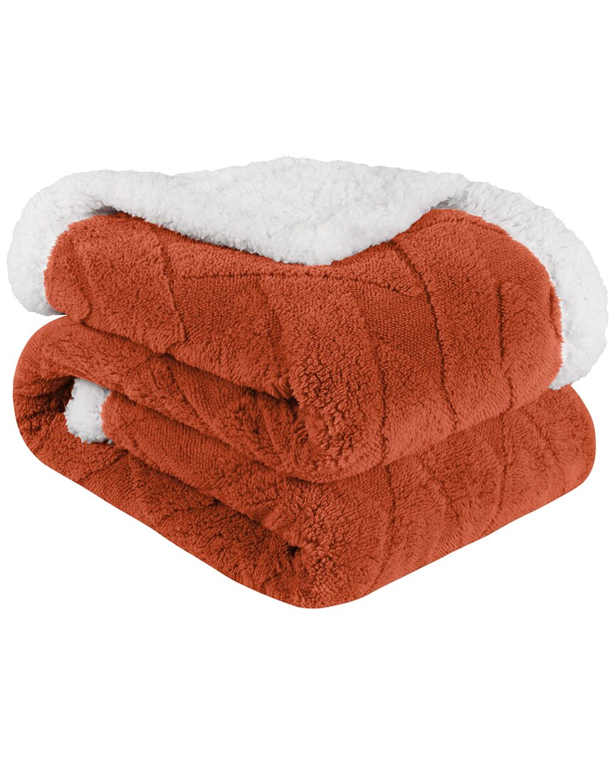 Superior Reversible Jacquard Lattice Fleece Plush Sherpa Throw