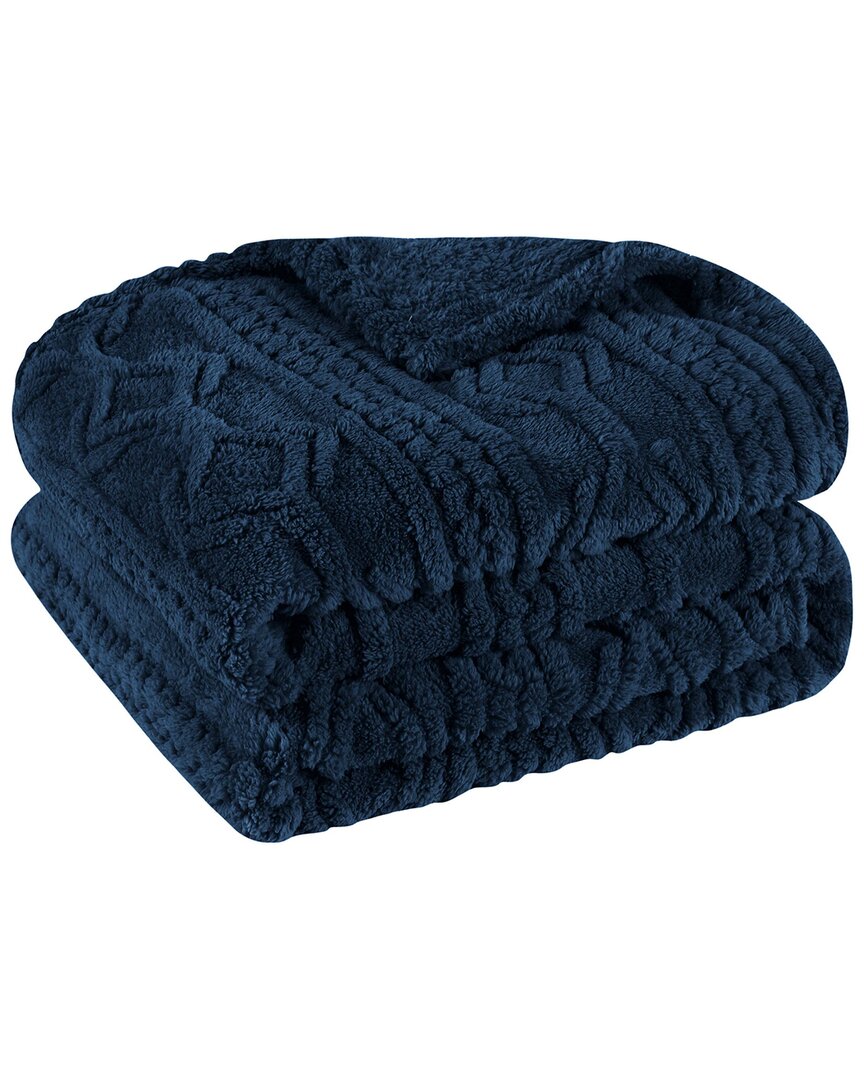 SUPERIOR SUPERIOR BOHO KNIT JACQUARD FLEECE PLUSH FLUFFY BLANKET