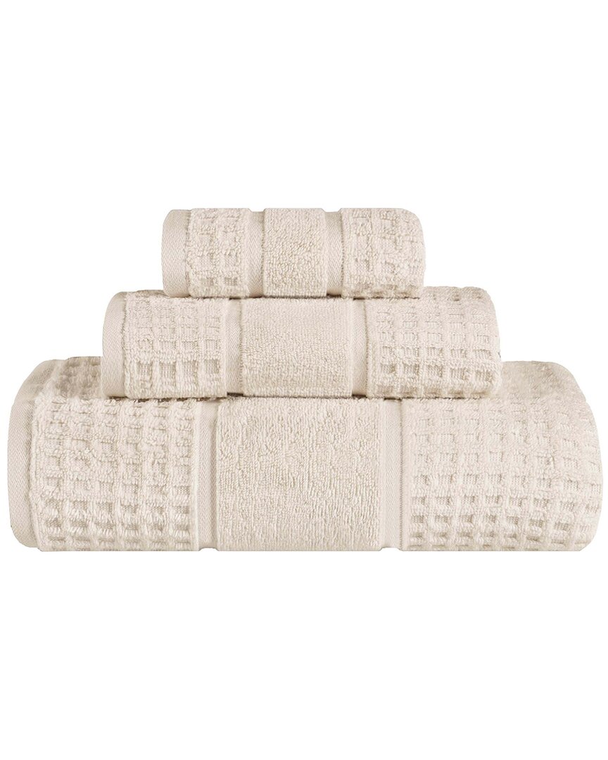 Superior 3pc Zero Twist Cotton Waffle Honeycomb Plush Soft Absorbent Towel Set