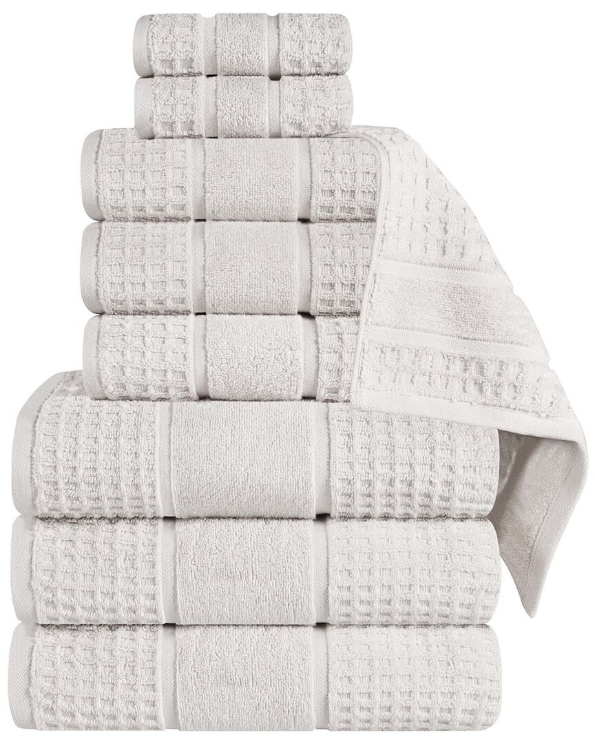 SUPERIOR SUPERIOR 9PC ZERO TWIST COTTON WAFFLE HONEYCOMB PLUSH SOFT ABSORBENT TOWEL SET 