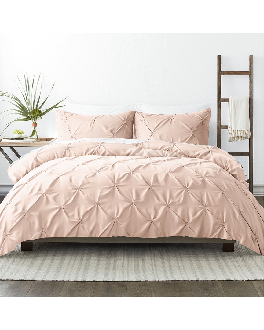 Home Collection Ultra Soft 3pc Pinch Pleat Blush Duvet Set In Blush