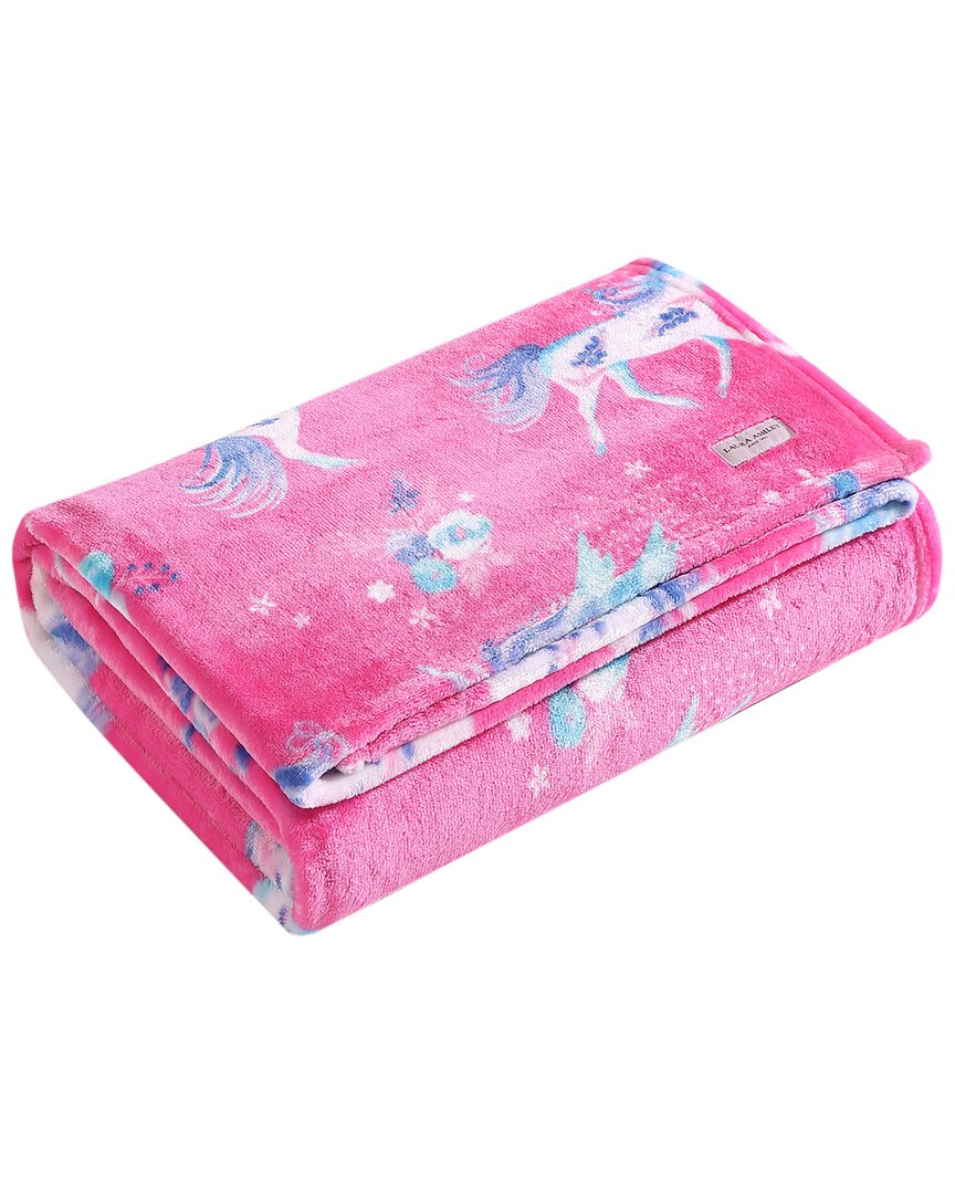 Laura Ashley Kids Plush Ultra Soft Plush Fleece-reversible Throw Blanket