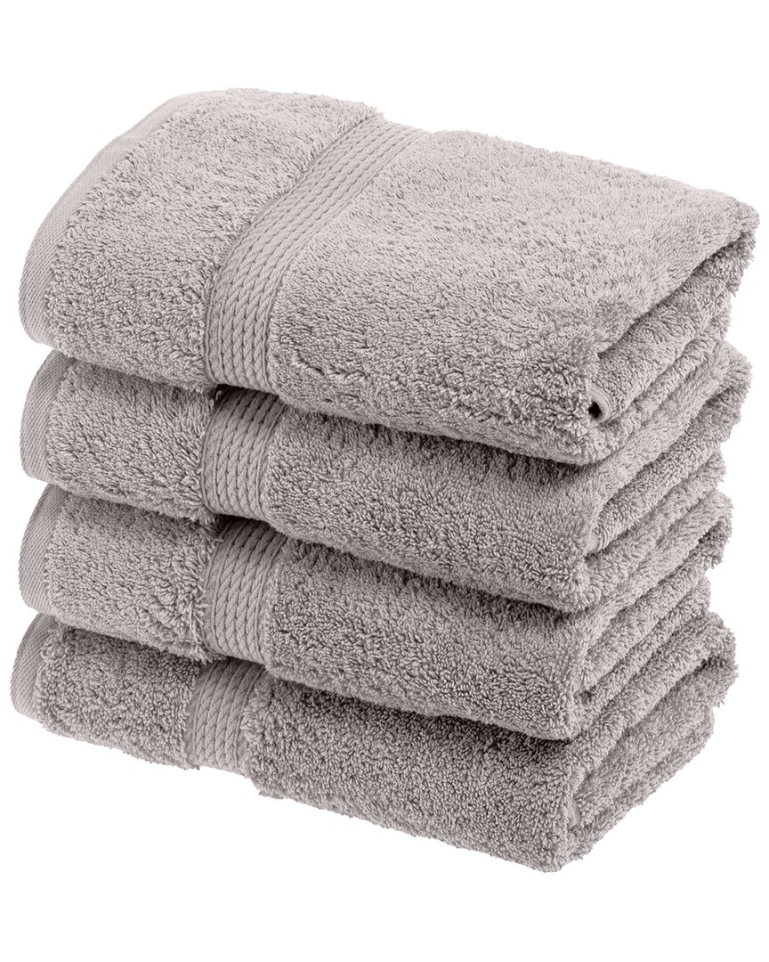 Superior Highly Absorbent 4pc Ultra Plush Hand Towel Set In Silver