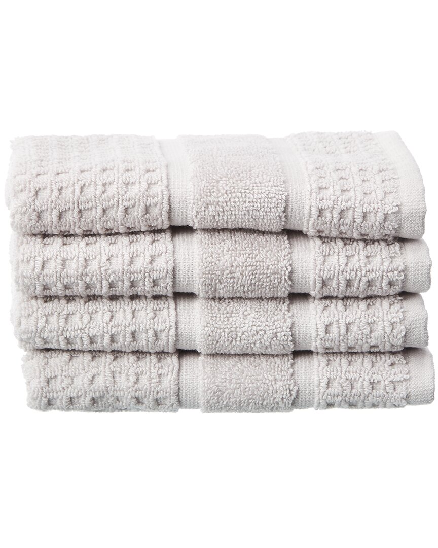 Apollo Towels Turkish Waffle Terry Set Of 4 Washcloths In Silver
