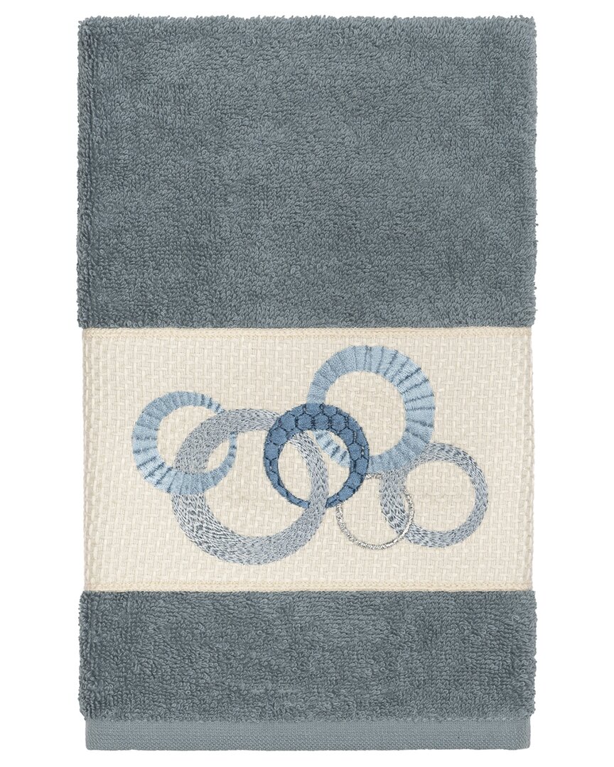 Linum Home Textiles Turkish Cotton Annabelle Embellished Hand Towel In Teal