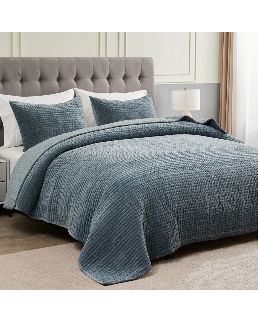 Melange Home Tamara Velvet Quilt Set