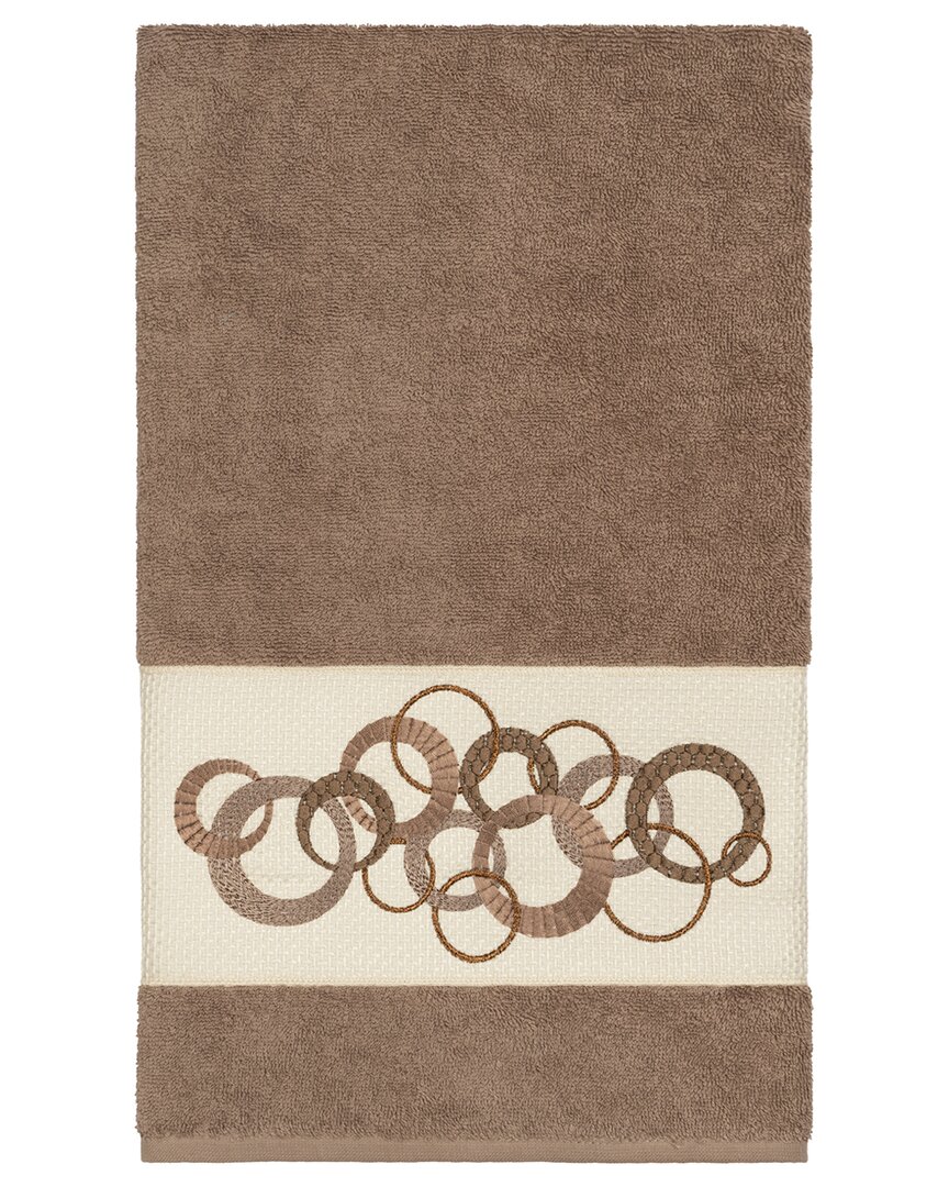 Linum Home Textiles Turkish Cotton Annabelle Embellished Bath Towel In Beige
