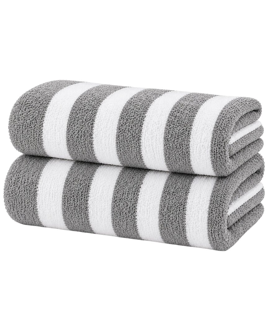 Luxury Home 2-pack Cabana Striped Terry Cloth Beach Towels In Multi