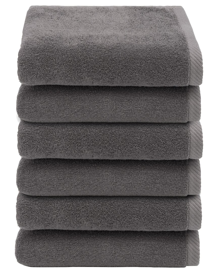 Linum Home Textiles 100% Turkish Cotton Ediree Hand Towels (set Of 6) In Grey