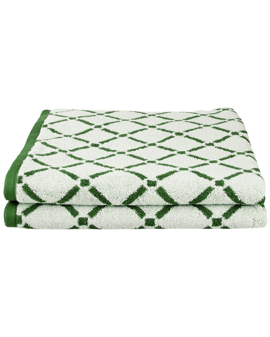 Superior 2pc Diamond Soft Absorbent Bath Sheet Set In Green