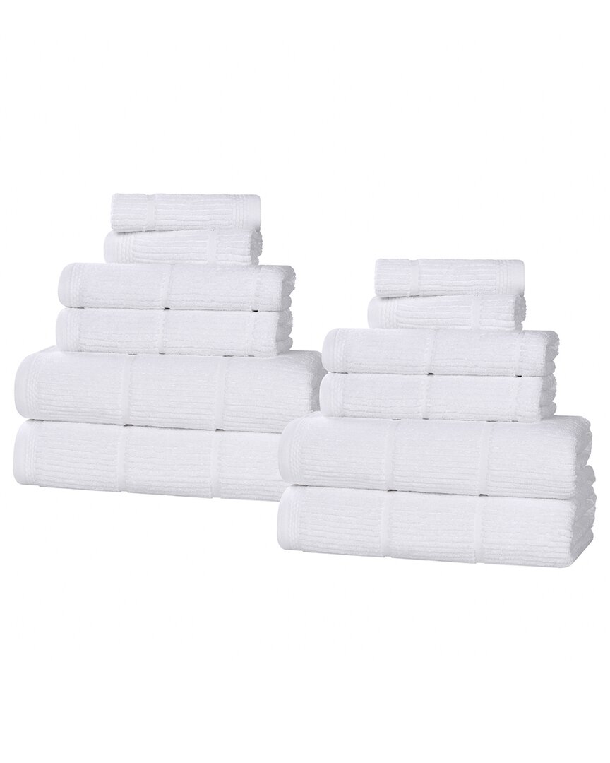 Superior Milo Smart Twist Cotton Medium Weight Solid Ribbed 12pc Towel Set