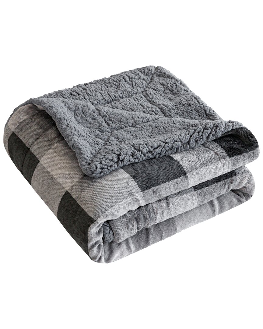 Sutton Home Velvet To Sherpa Throw Blanket - Grey In Gray