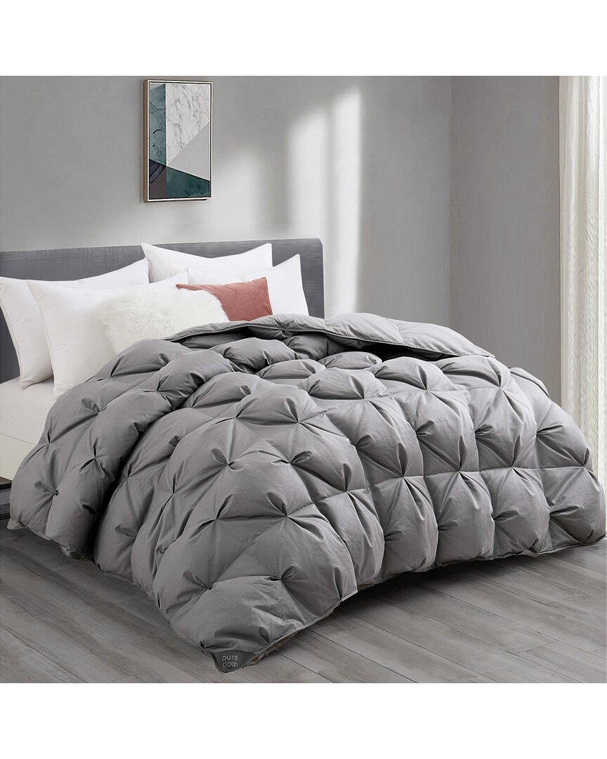 Unikome 700 Thread Count Luxury Winter White Goose Down Comforter & Cover In Gray