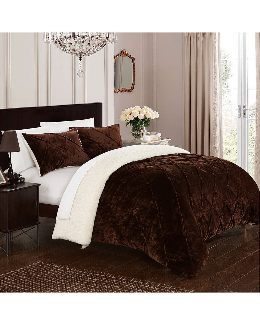 Chic Home Design Aurelia 3pc Comforter Set In Brown