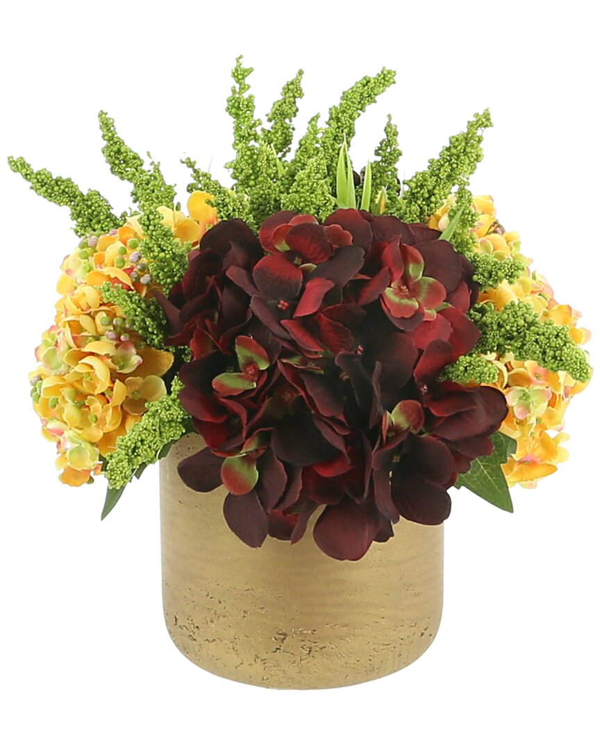 Creative Displays Green Heather Burgundy & Orange Hydrangea Floral Arrangement