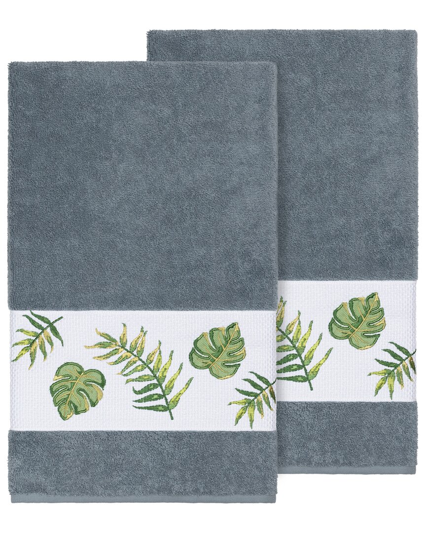 Linum Home Textiles Zoe Turkish Cotton 2pc Embellished Bath Towel Set