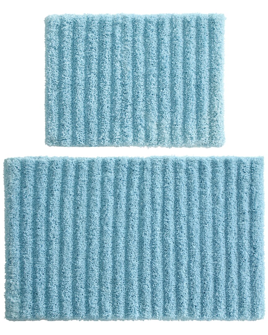 Chic Home Design Set Of 2 Tyrion Luxury Tufted Non-slip Bath Rugs In Blue