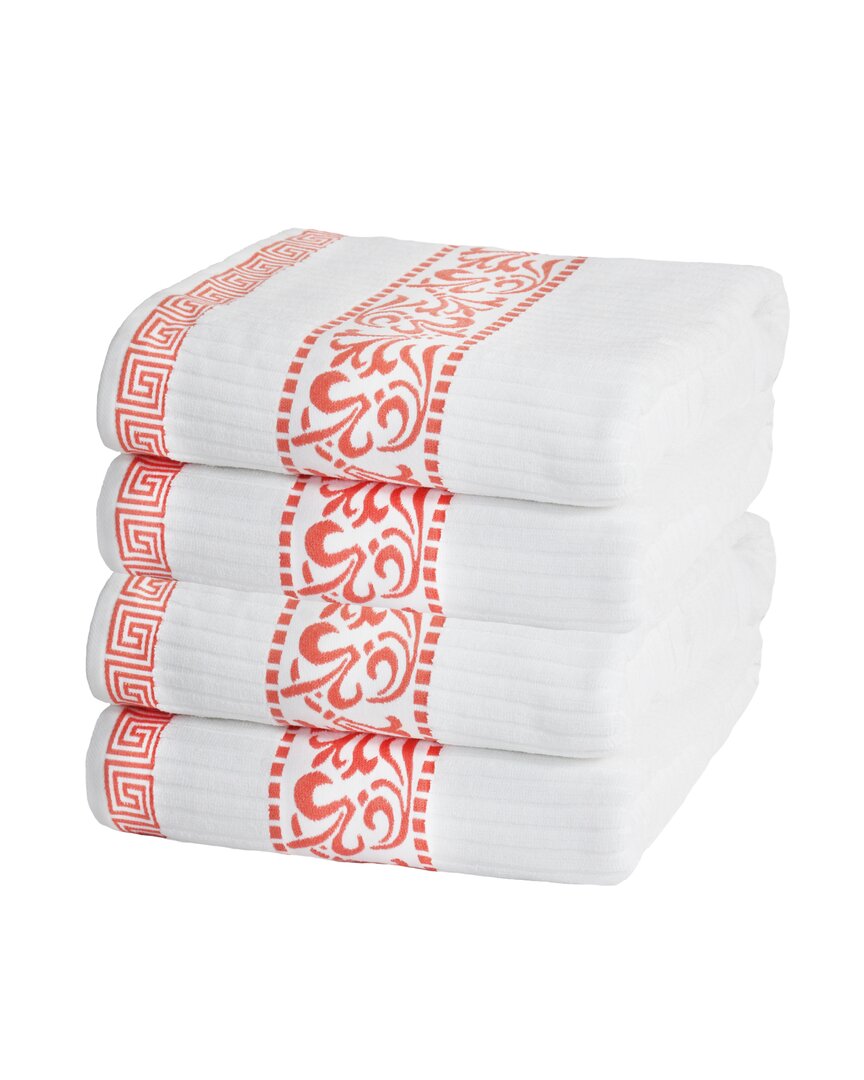 Superior Athens Decorative 4pc Bath Towel Set In Coral