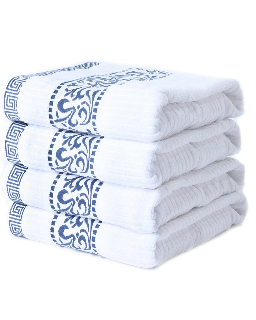 Superior Athens Decorative 4pc Bath Towel Set In Navy