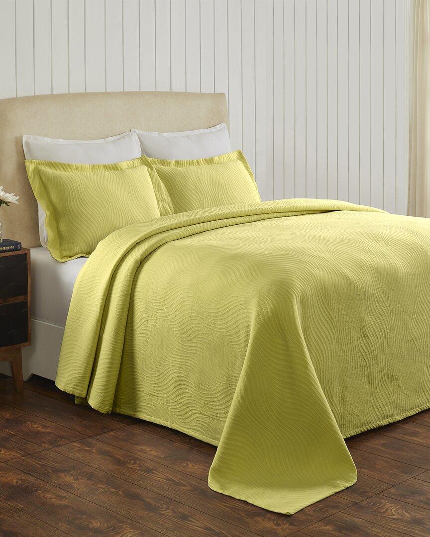 Superior Cascade Jacquard Matelasse 3pc Bedspread Set In Green