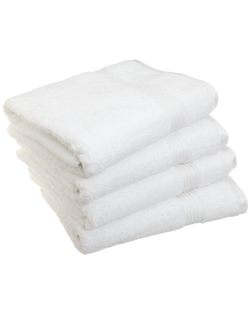 Superior Solid 4pc Absorbent Bath Towel Set In White