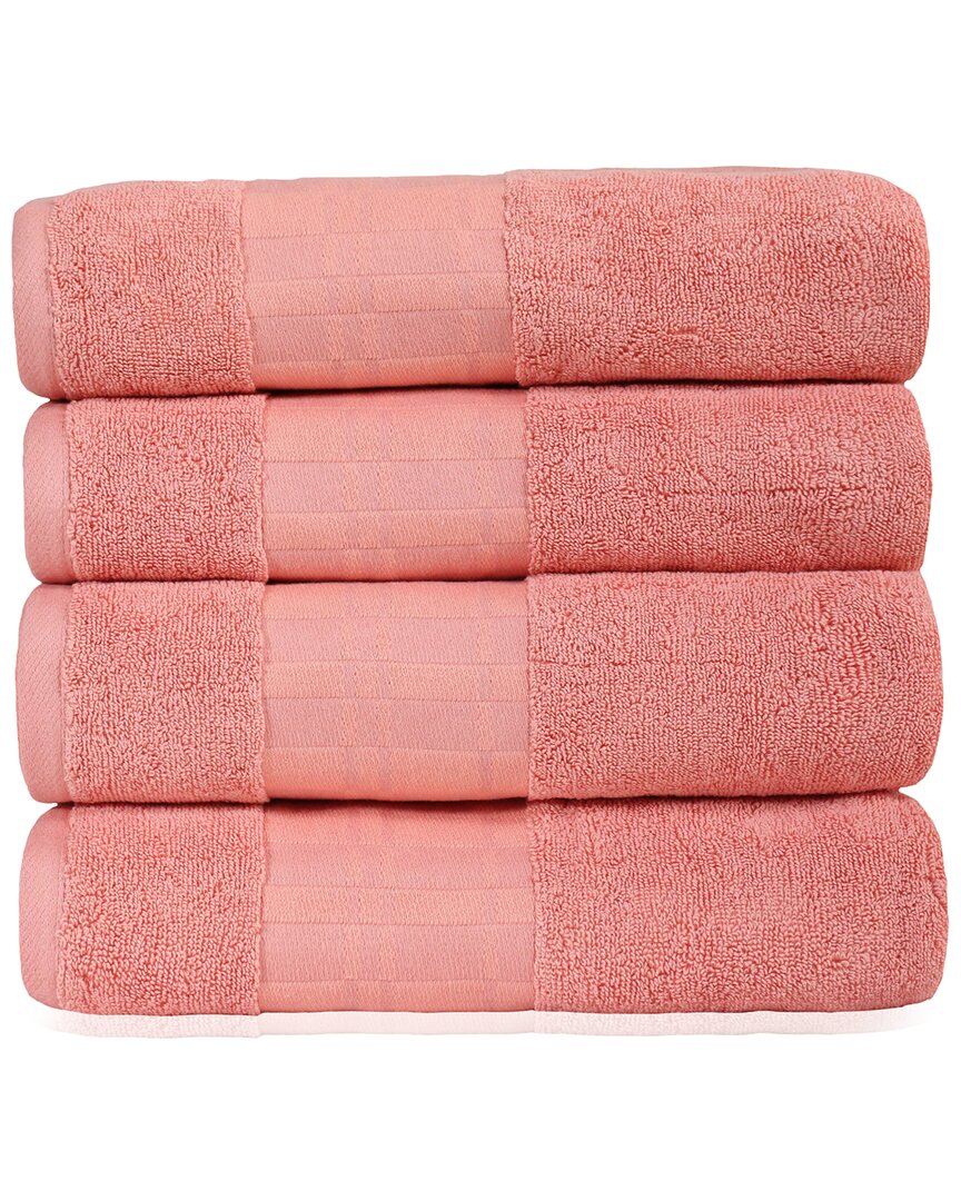Superior Larissa 4pc Geometric Bath Towel Set In Coral