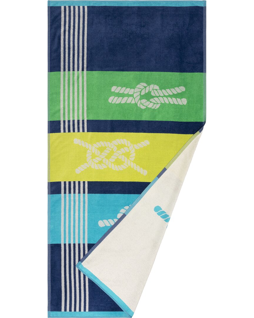 Superior Marine Knots Oversized Absorbent Lightweight Beach Cotton Towel In Blue
