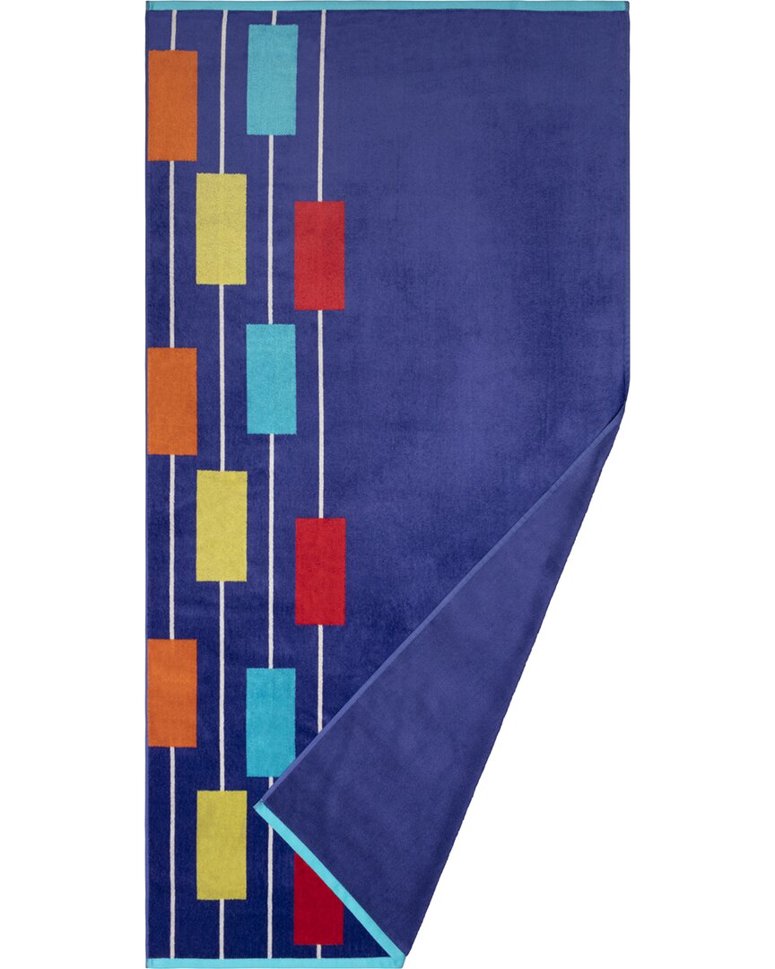 Superior Neon Tiles Oversized Absorbent Lightweight Beach Cotton Towel In Blue