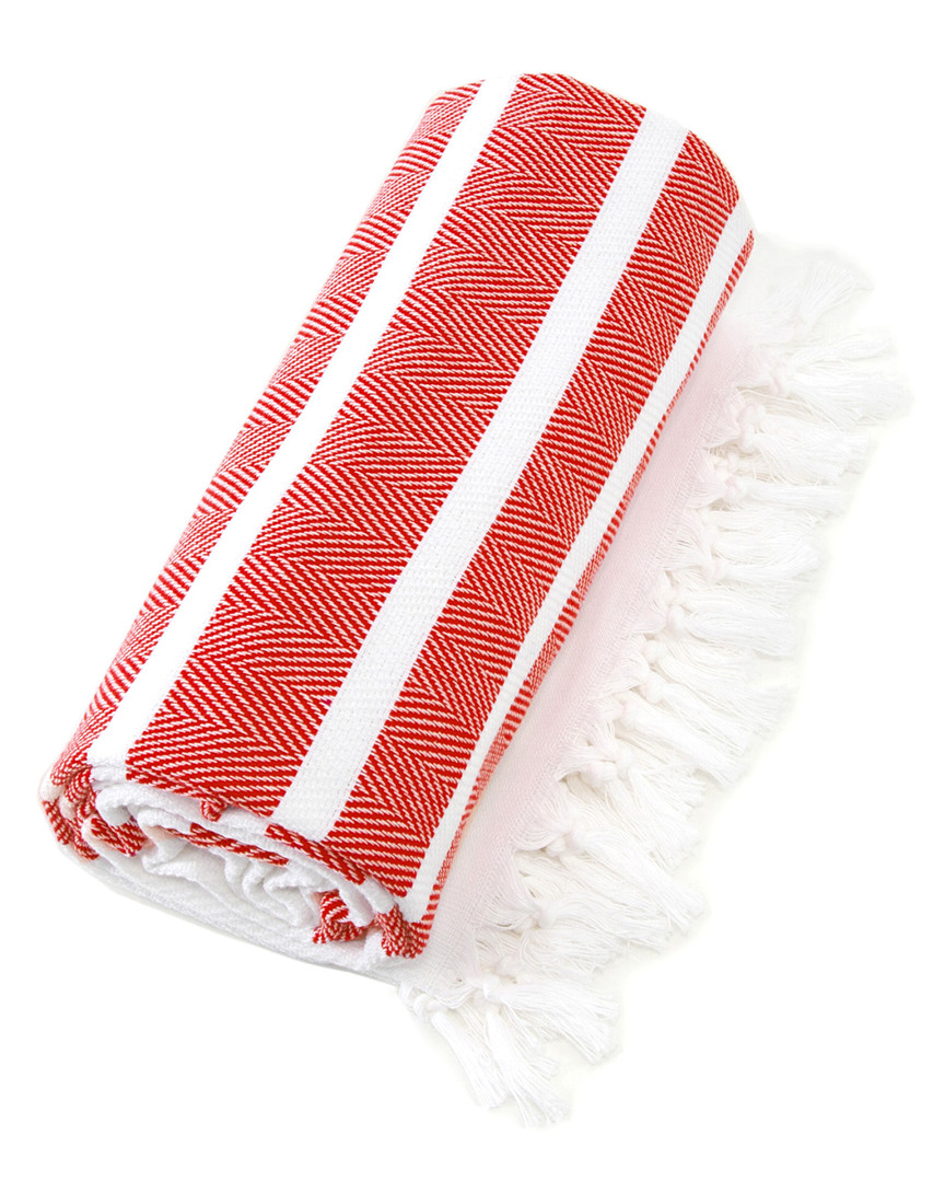Linum Home Textiles Herringbone Pestemal Beach Towel In Pink