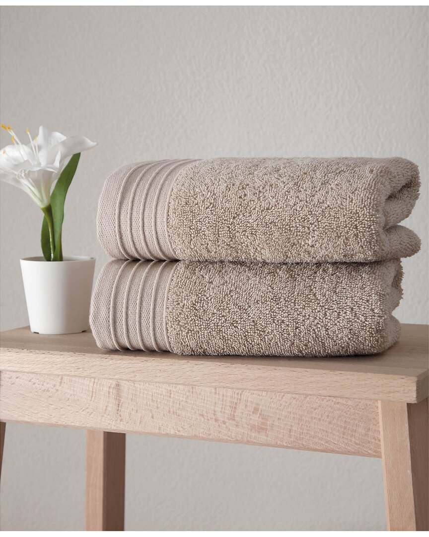 Ozan Premium Home Organic 2pc Hand Towels In Taupe