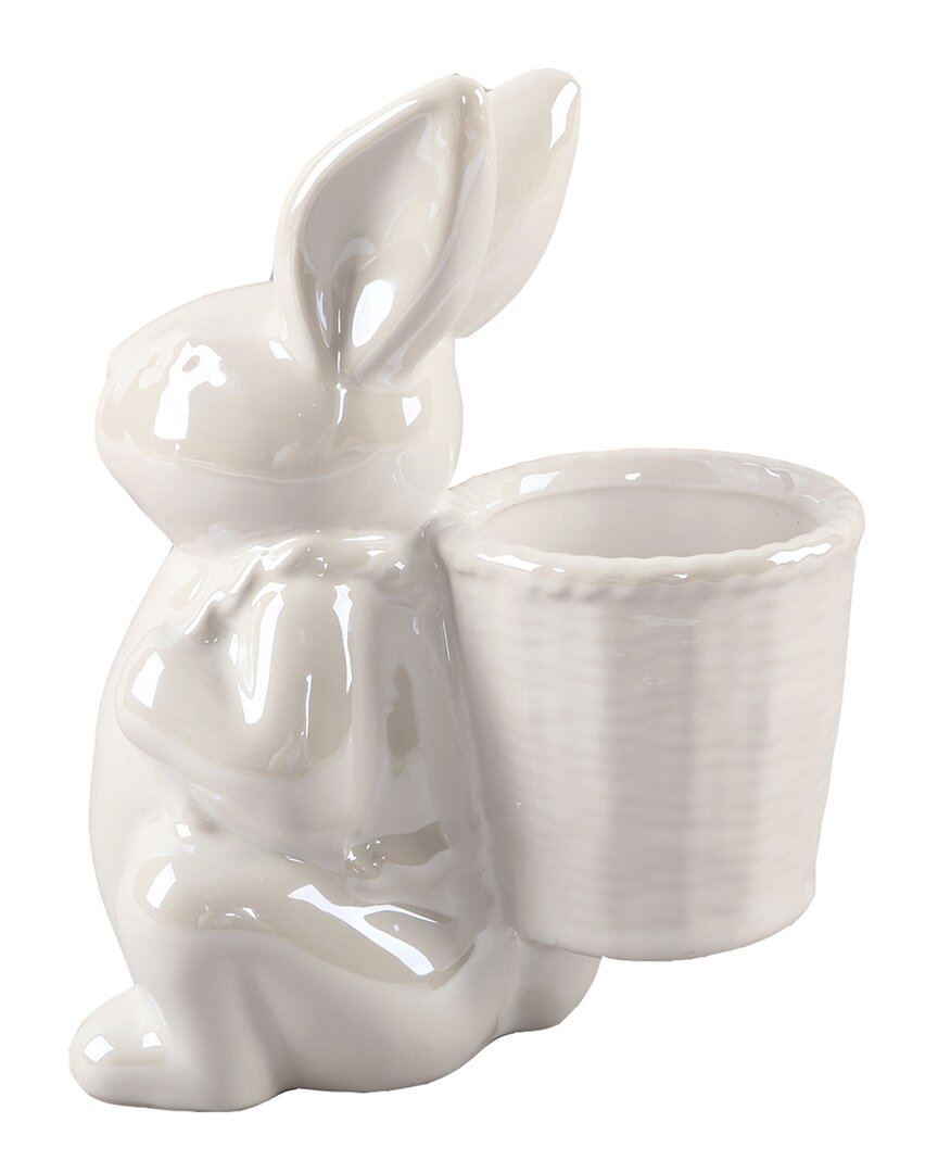 Shop Flora Bunda 7in Ceramic Bunny Basket Vase In White