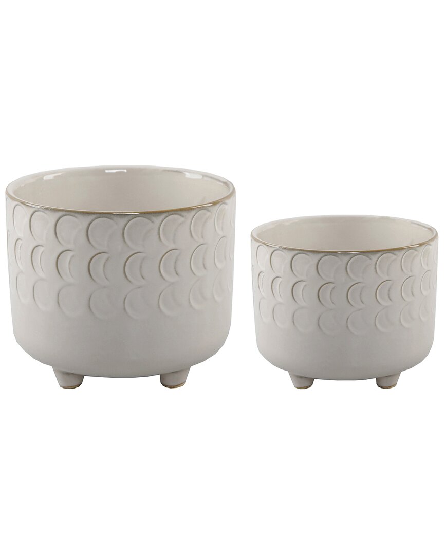 Flora Bunda Small Moon Phase Footed Planter In Ivory