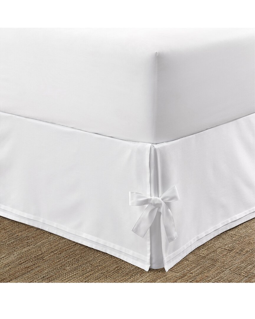 Laura Ashley Corner Ties Solid White Bed Skirt In White