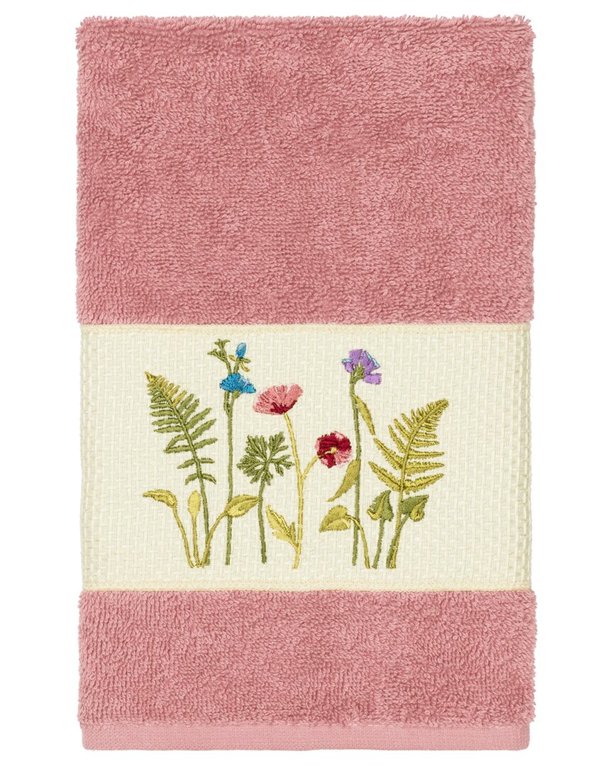 Linum Home Textiles Turkish Cotton Serenity Embellished Hand Towel In Rose