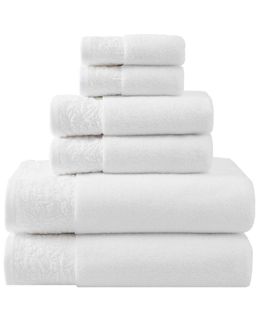 Vera Wang 6pc Tonal Floral Terry Towel Set In White