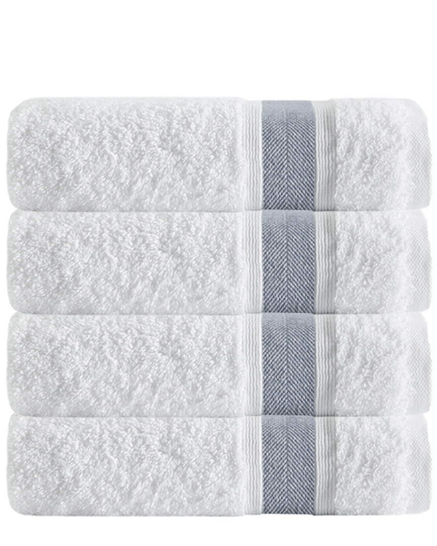 ENCHANTE HOME DEPERA HOME SET OF 4 UNIQUE ANTHRACITE STRIPE BATH TOWELS