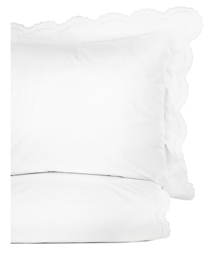 Melange Home Double Scalloped Embrodiery Duvet Set In White