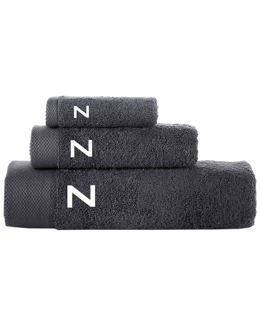 Brooks Brothers Set Of 3 Monogrammed Towels In Gray