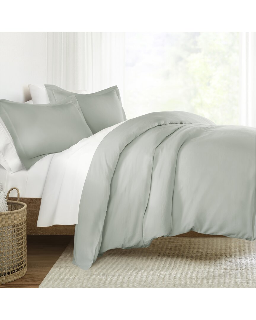 Home Collection Brushed Sateen Cotton Duvet Cover Set In Green