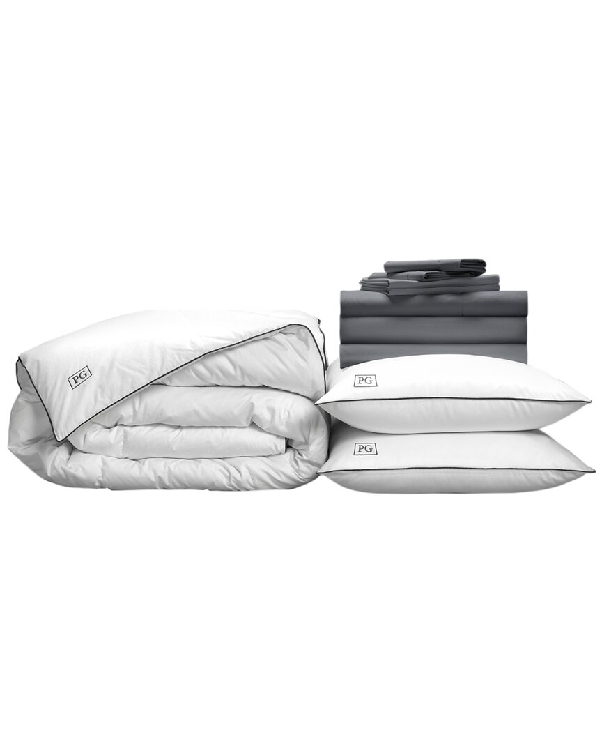 Pillow Guy Luxe Soft & Smooth 100% Tencel , White Down Perfect Bedding Bundle In Grey