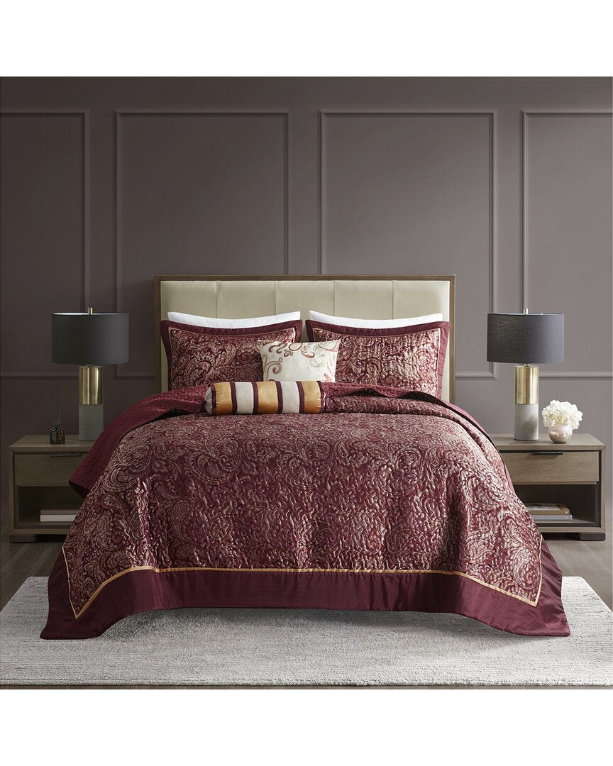 Madison Park Aubrey Jacquard Bedspread Set In Burgundy