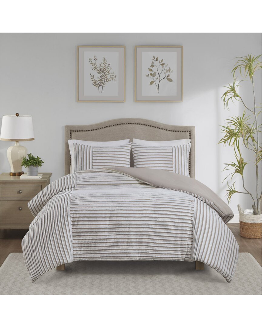 Madison Park Taylor 3 Pc. Clipped Jacquard Duvet Cover Set