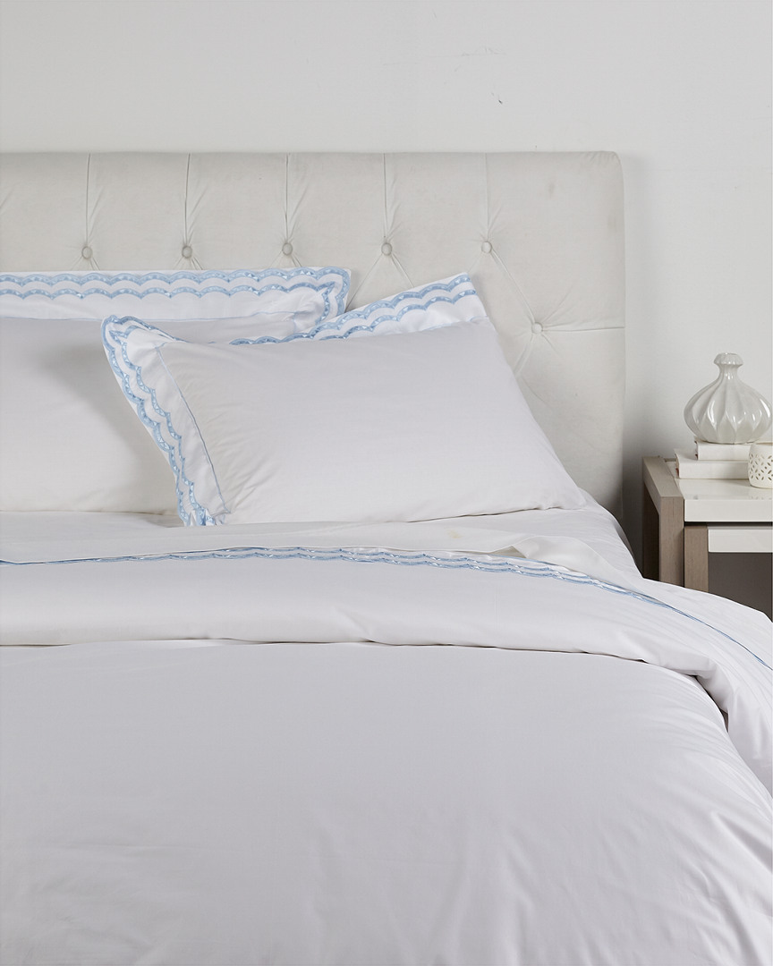 Maurizio Italy Double Scallop Duvet Set In White