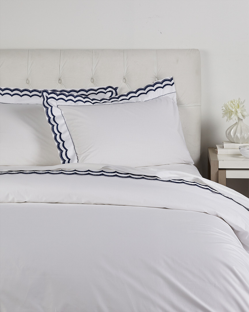Maurizio Italy Double Scallop Duvet Set In White