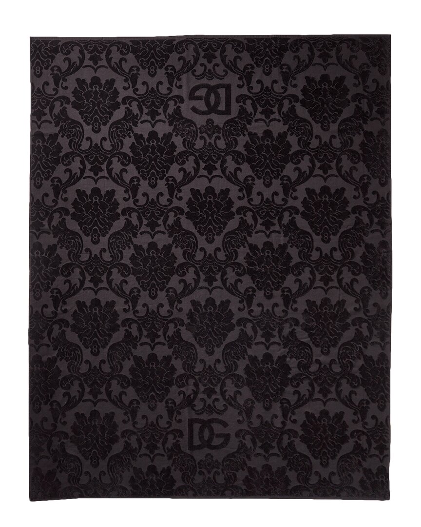 Dolce & Gabbana Terry Jacquard Beach Towel In Black