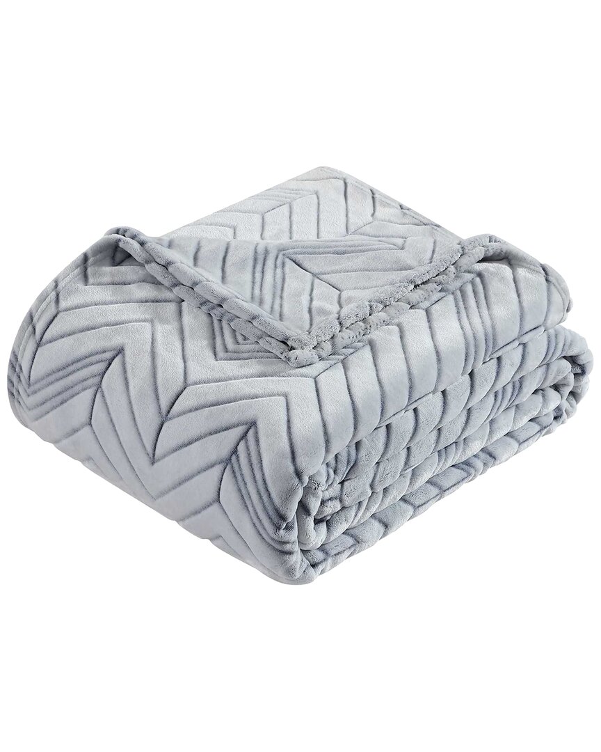 Kenneth Cole New York Delancey Jacquard Plush Blanket In Gray