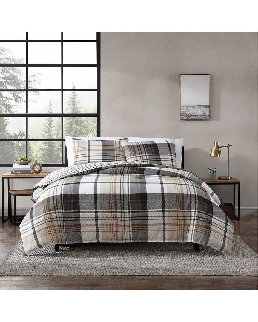 Eddie Bauer Normandy Plaid Microsuede Duvet Cover Set In Multi
