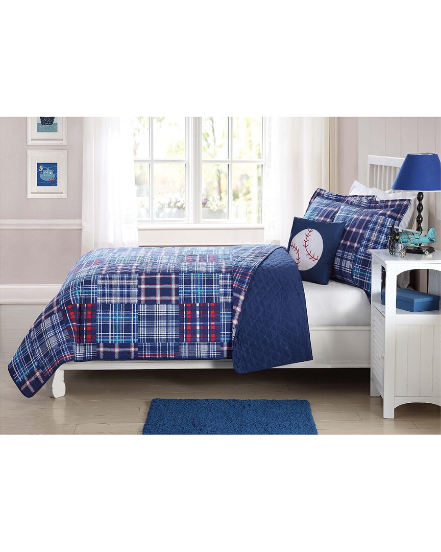 My World Plaid Patch Quilt Set In Blue